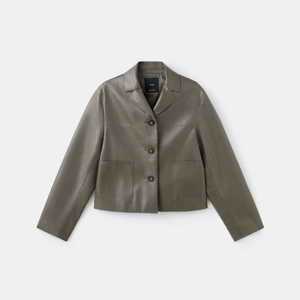 Faux-Laether Jacket With Pockets