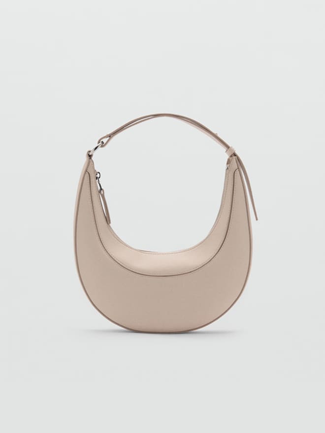 Leather shopper bag with stitching