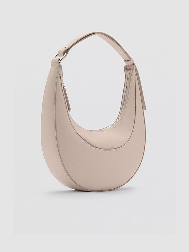 Leather shopper bag with stitching